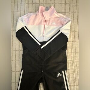 Girls Adidas Athletic Set.  Zip up Jacket with Jogger Style Pants. Size 6.